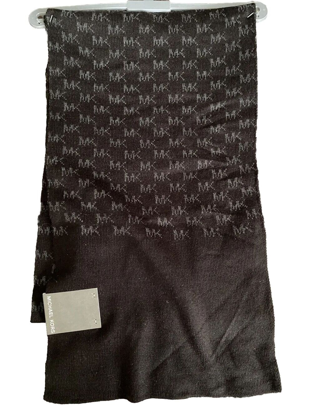 NWT Michael Kors Black Repeat Logo Jaquard Scarf - flaw